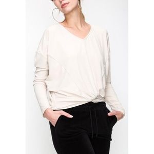 Kalesie Top Cream Solid Long Sleeves